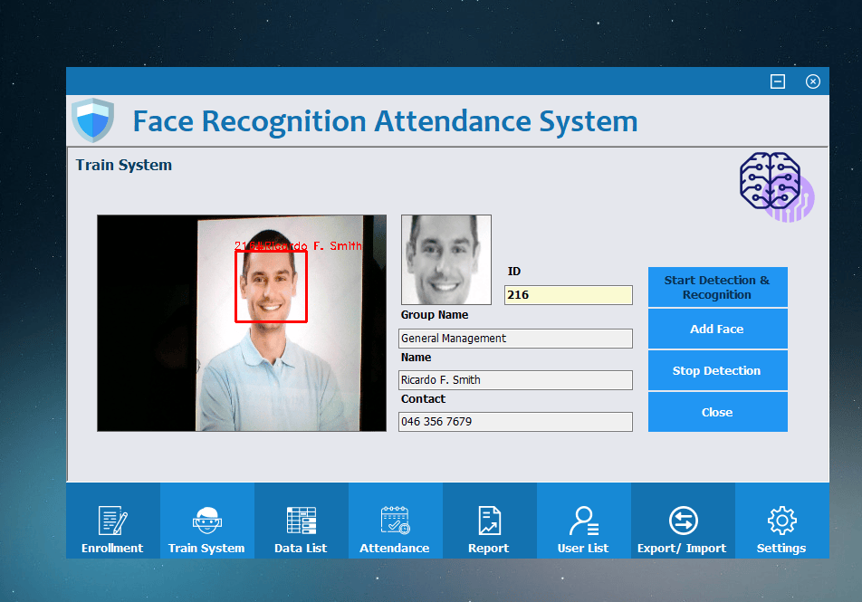Face Recognition Attendance System (C, Multilanguage, RTL) Free